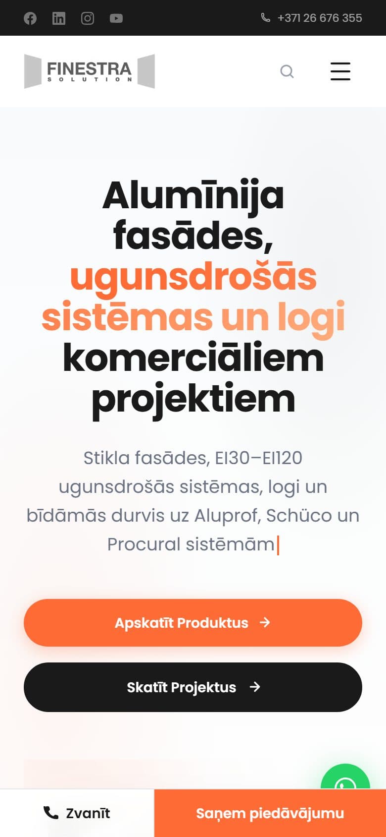Finestra Solution lapa telefonā