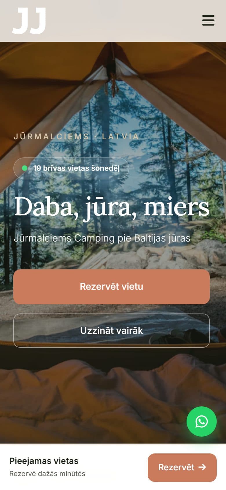 Kempings Jēkabi lapa telefonā