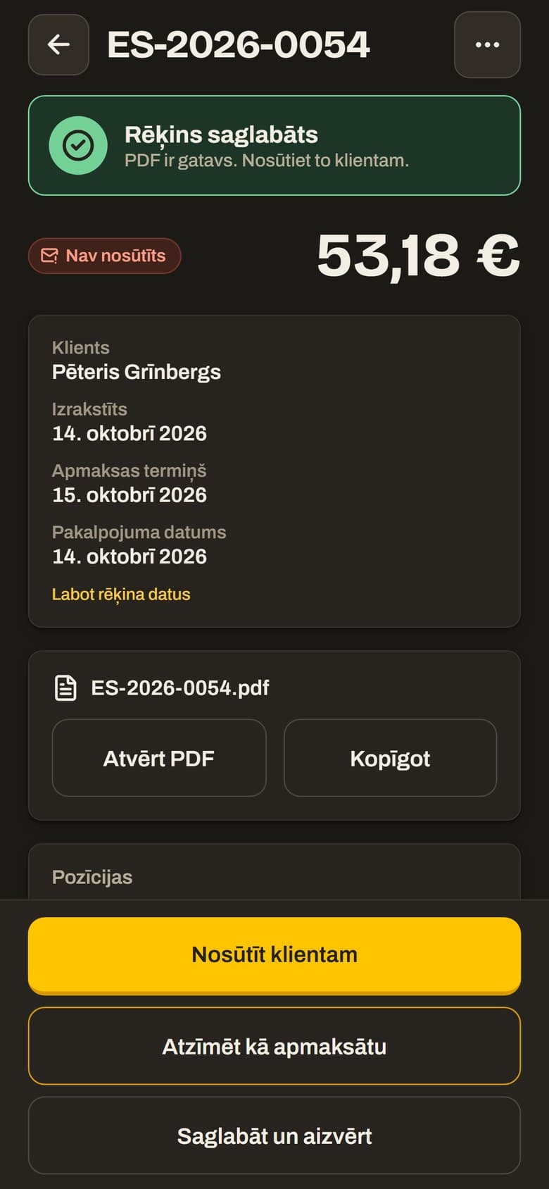 Kvedo lietotne, 3. ekrāns